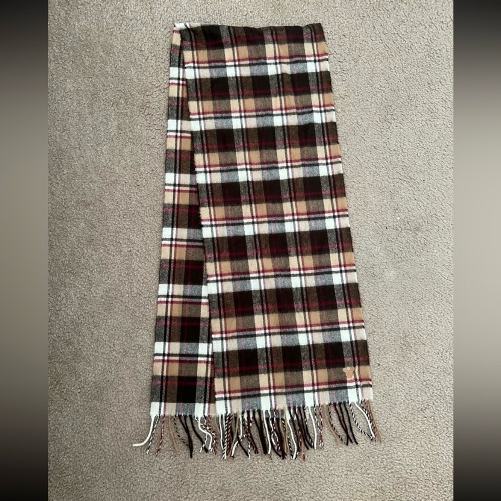 Disney Plaid Fringe Scarf with Embroidered Mickey Icon